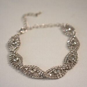 Glittering Elegant Braided Rhinestone Infinity 7" Silver Tone Bridal Bracelet